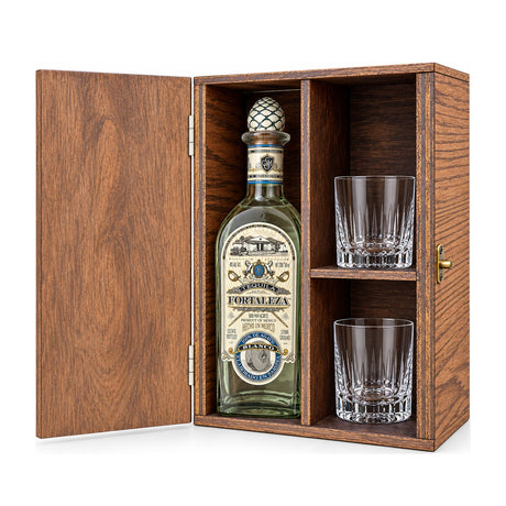 Fortaleza Blanco Lot 200B Tequila – wooden gift box with 2 crystal glasses