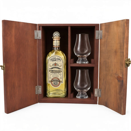 Fortaleza Winter Blend Reposado Tequila 2025 Premium Gift Set with Wooden Box & 2 Crystal Glasses – 750ml — Glencairn Glasses
