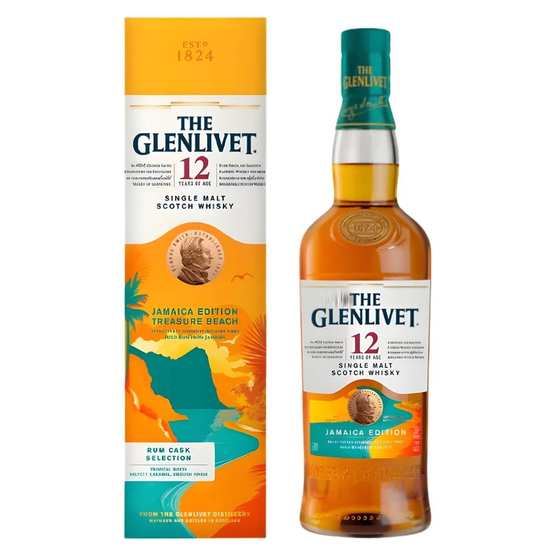 The Glenlivet 12 Year Old Jamaica Edition Rum Cask Single Malt Scotch Whisky 750ml bottle from the "Beyond Speyside" limited edition series finished in Jamaican rum casks