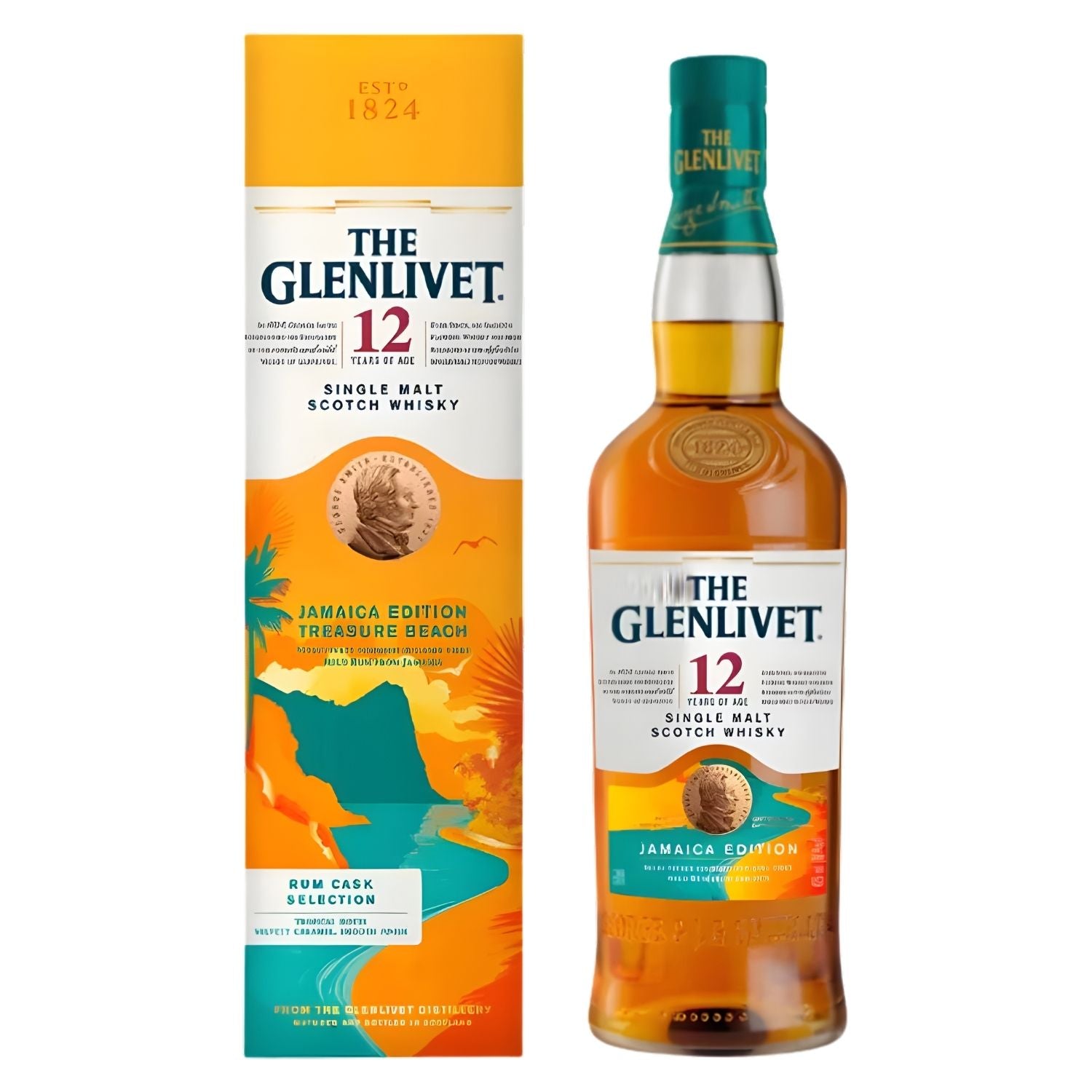 The Glenlivet 12 Year Old Jamaica Edition Rum Cask Single Malt Scotch Whisky 750ml bottle from the "Beyond Speyside" limited edition series finished in Jamaican rum casks