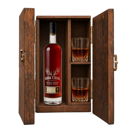 George T. Stagg 2025 Gift Set with Wooden Box & 2 Crystal Glasses – 750ml