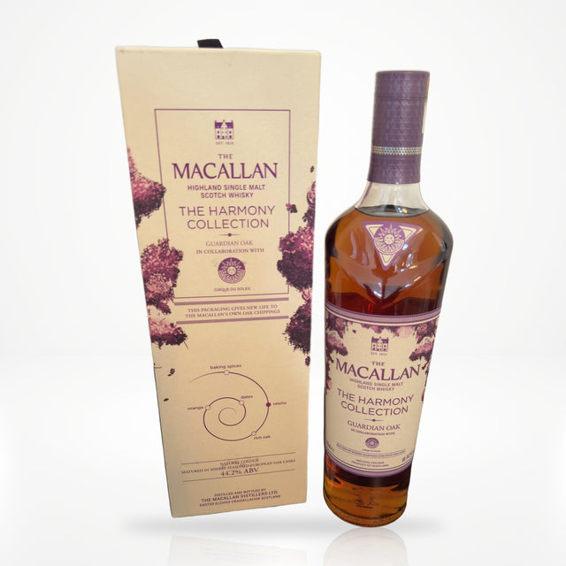 The Macallan Harmony Collection Guardian Oak limited edition single malt Scotch whisky 750ml with gift box on white studio background