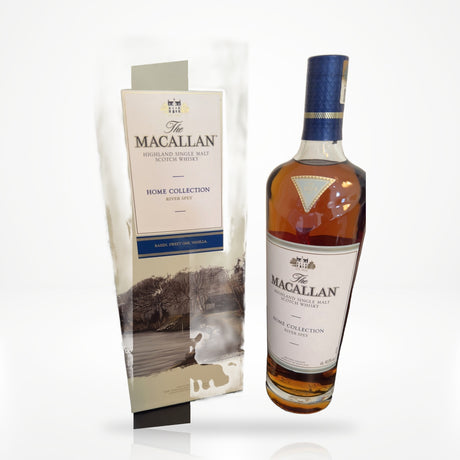 The Macallan Home Collection River Spey limited edition single malt Scotch whisky 750ml with artwork gift box on white studio background