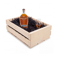 Angel's Envy Triple Oak bourbon gift crate with a Glencairn-style tasting glass and a whiskey stones set in a hand-finished wooden crate.