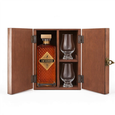 I.W. Harper 15 Year Gift Set with Wooden Box & 2 Crystal Glasses – 750ml — Glencairn Glasses