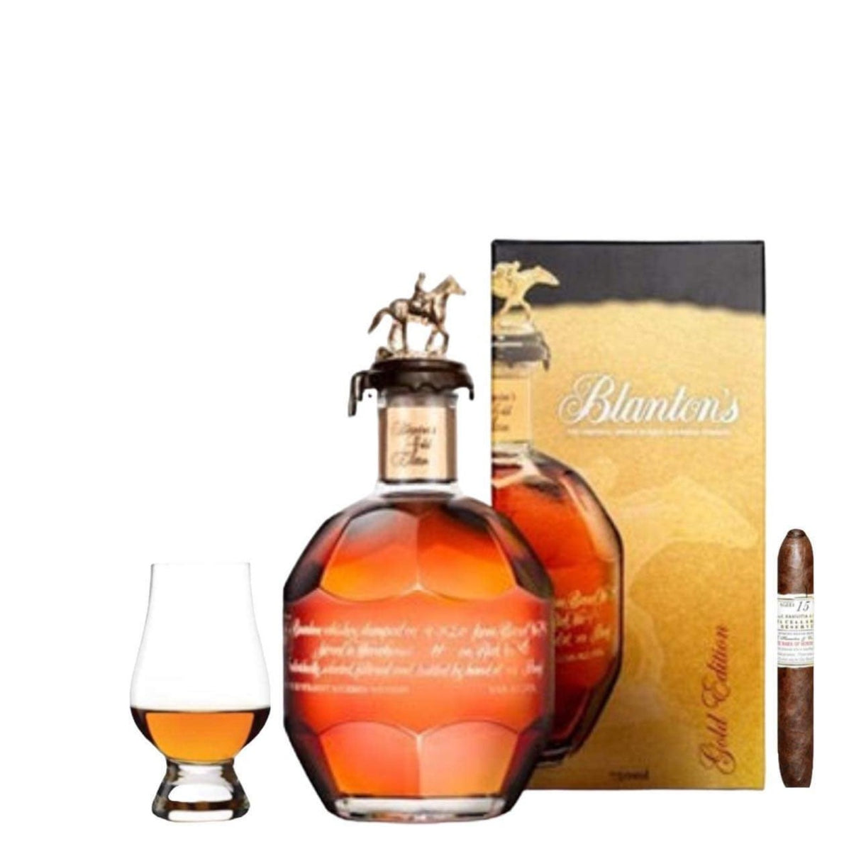 Blanton's Gold Edition Bourbon Gift Set with Gurkha Cigar and Glencairn Glass 700ml
