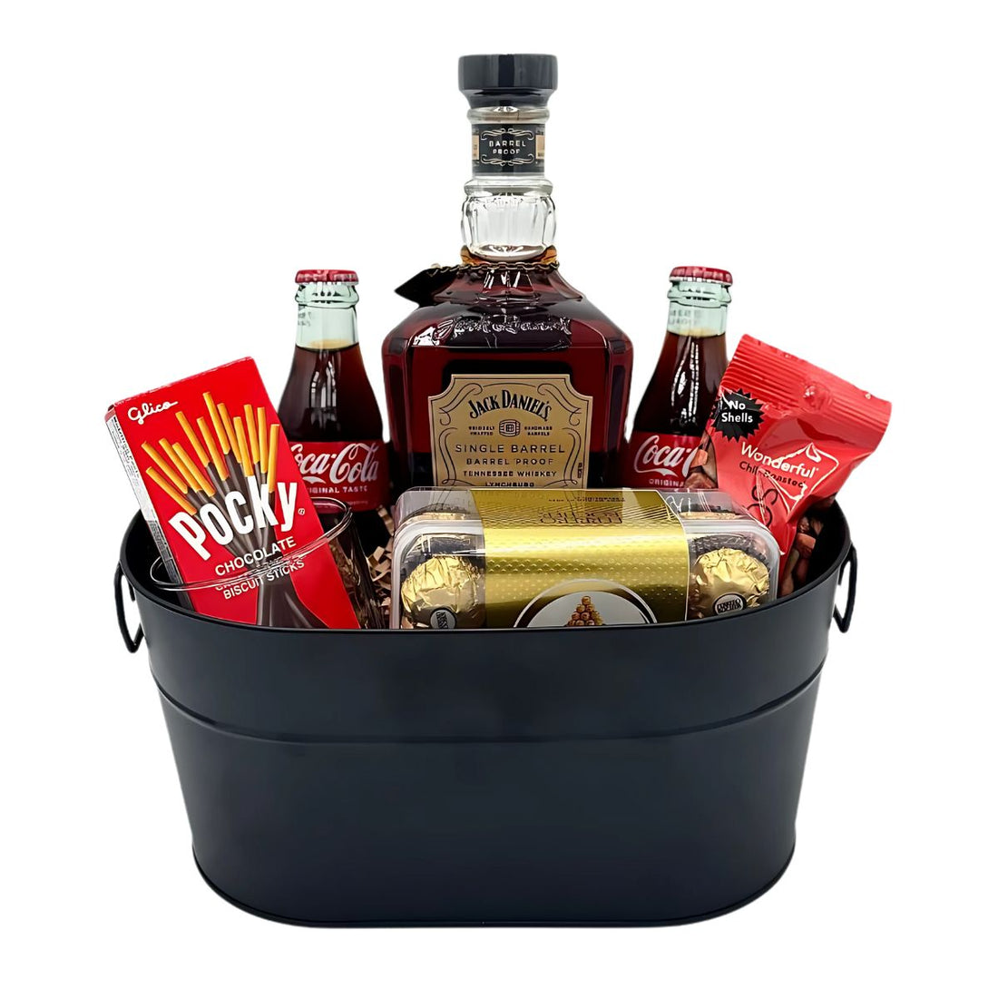 Jack Daniel’s Single Barrel Tennessee Whiskey Gift Basket (750ml + Assorted Items)