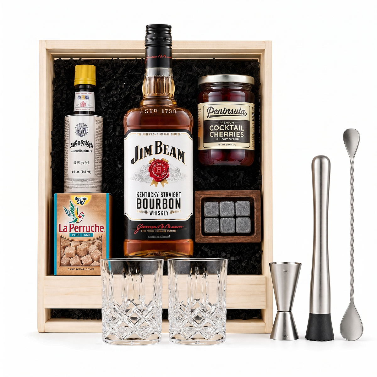 Jim Beam 4L 2本セット Jim Beam Gift Set – Complete Old Fashioned Cocktail Kit – Total