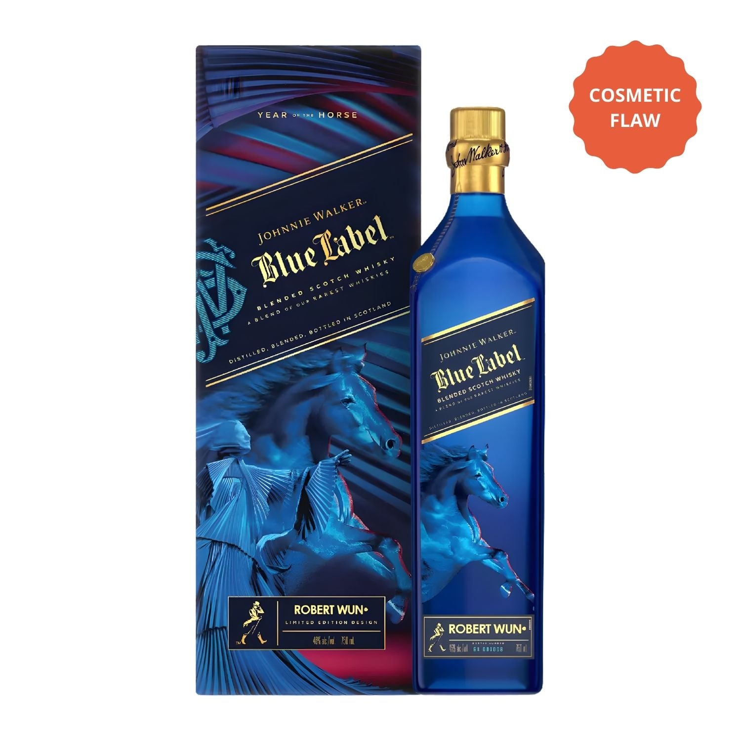 Johnnie Walker Blue Label Year of the Horse Limited Edition 750ml blended Scotch whisky bottle — Blooper cosmetic flaw deal