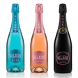 Luc Belaire Sparkling Wine Trio featuring three 750ml bottles from Provence-Alpes-Côte d'Azur France: Luc Belaire Luxe Rosé in deep pink, Luc Belaire Rare Rosé in salmon pink, and Luc Belaire Edition Limitée Bleu in sapphire blue