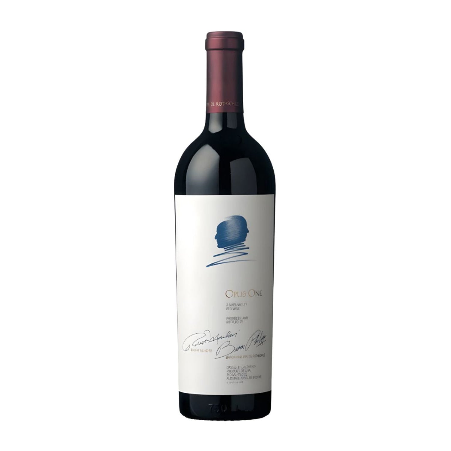 Wine bottle with a white label on a white background