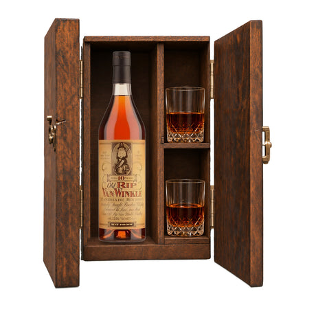 Old Rip Van Winkle 10 Year Gift Set with Wooden Box & 2 Crystal Glasses – 750ml