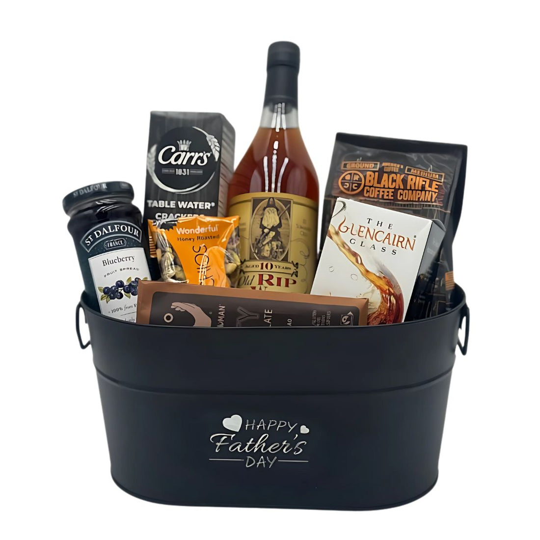 Pappy Van Winkle 10 Year Old Rip Father’s Day Bourbon Whiskey Gift Basket (750ml + Assorted Items)