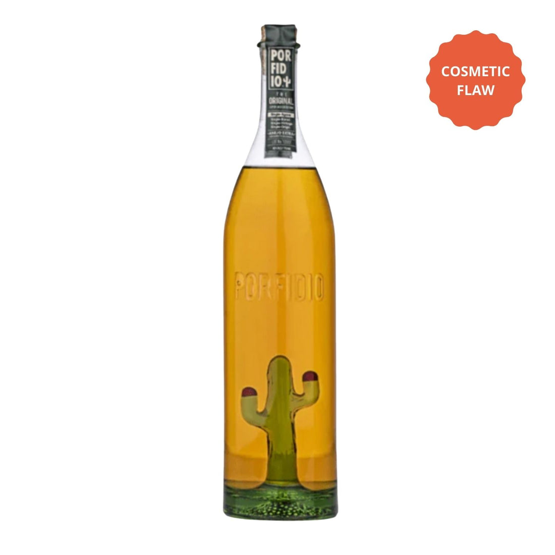 Porfidio The Original Extra Añejo Tequila 750ml handmade glass bottle with green cactus figurine, 5-year aged premium tequila from Jalisco Mexico, Bloopers cosmetic flaw discount bottle