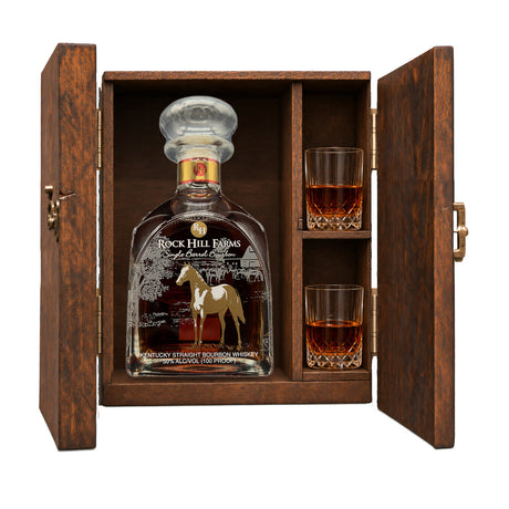 Rock Hill Farms Single Barrel Gift Set with Wooden Box & 2 Crystal Glasses – 750ml