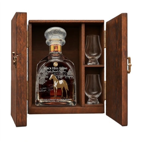Rock Hill Farms Single Barrel Gift Set with Wooden Box & 2 Crystal Glasses – 750ml — Glencairn Glasses