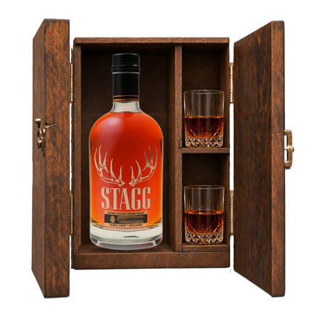 Stagg Bourbon Batch 26A Gift Set with Wooden Box & 2 Crystal Glasses – 750ml