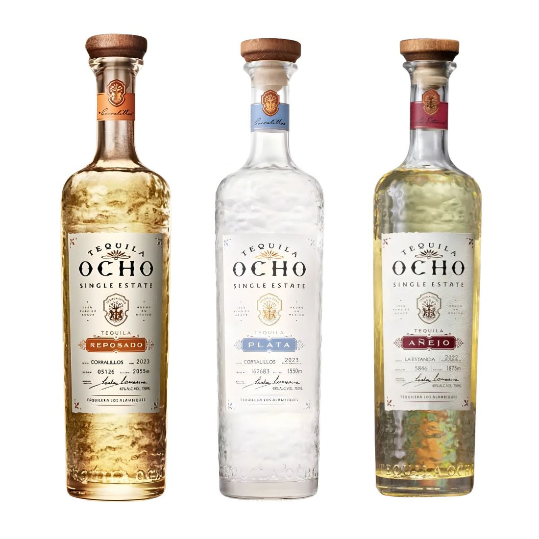 Tequila Ocho Single Estate Collection – Añejo, Reposado &amp; Plata (3 x 750ml)