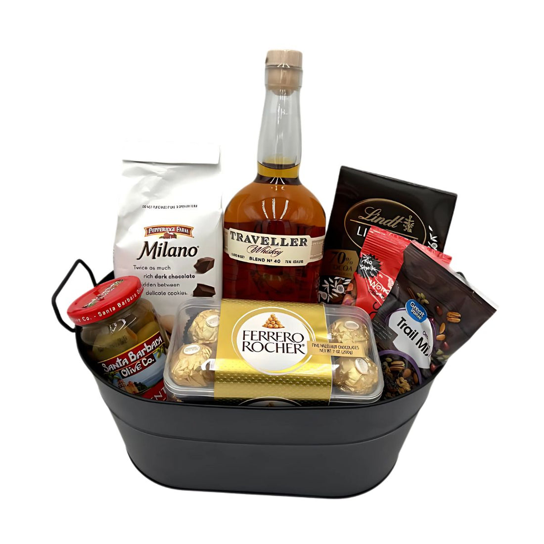 Traveller Whiskey Gift Basket (750ml + Assorted Items)