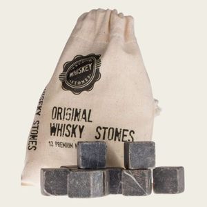Premium Chillers – Perfect the Pour: Classic Marble Whiskey Stones Set – 12 Rocks with Storage Bag
