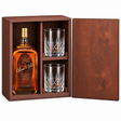 Elmer T. Lee Single Barrel 750ml in a mahogany wooden gift box with two crystal rocks glasses