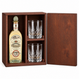 Fortaleza Reposado Tequila 750ml in a mahogany wooden gift box with two crystal rocks glasses