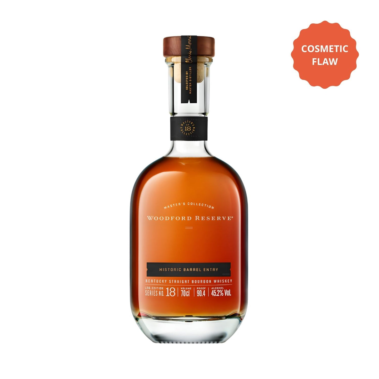 Woodford Reserve Master's Collection Historic Barrel Entry Bourbon Whiskey 700ml bottle, limited release from Kentucky, Bloopers cosmetic flaw discount bottle