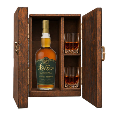 W.L. Weller Special Reserve Gift Set with Wooden Box & 2 Crystal Glasses – 750ml